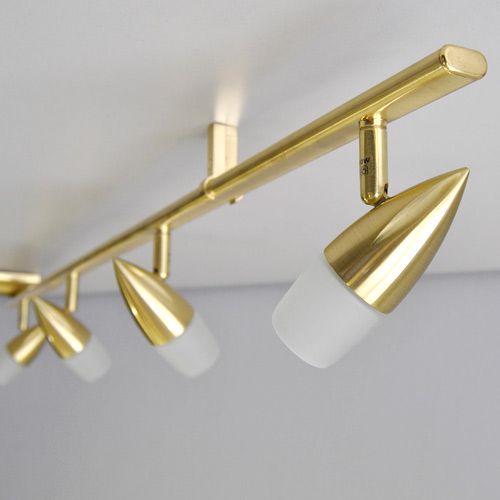 Design Deckenlampe 2,18m 8-flammig Strahler Messing Deckenleuchte