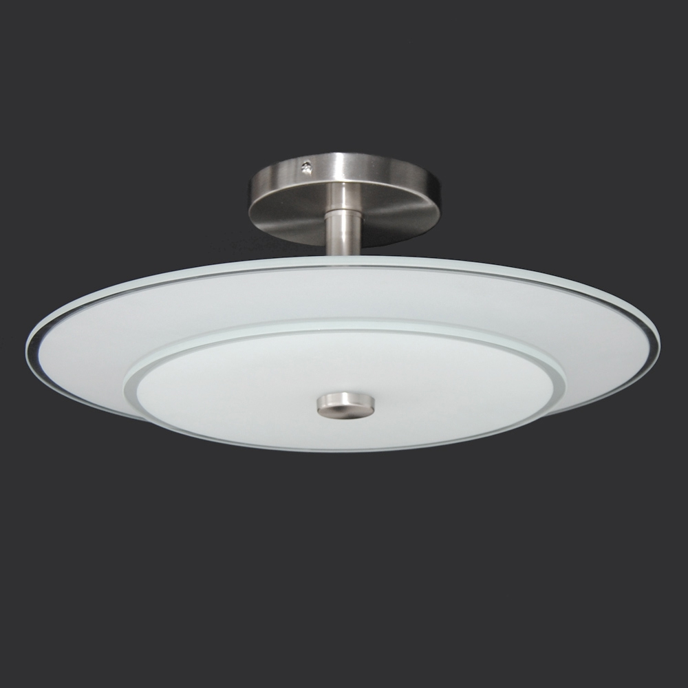 Deckenleuchte Design Deckenlampe Honsel Leuchten Nickel matt Glas Rund
